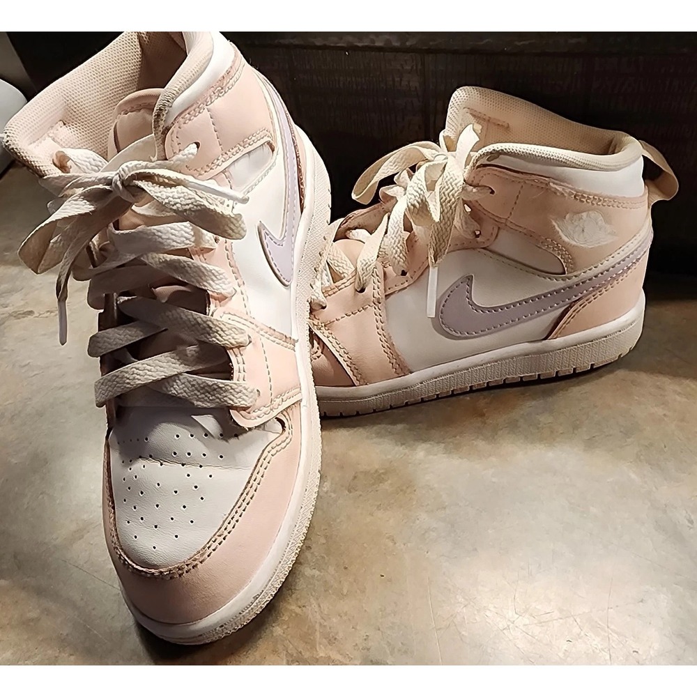 Girls Air Jordan 1 Mid Light Pink/ Purple Wash Size 13.5